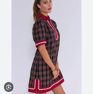 Entro Red and Navy Plaid Mini Dress